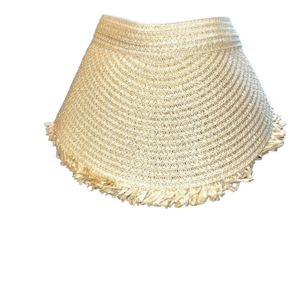 Summer Straw fringe trim visor Sun beach pool hat one size - Picture 2 of 3
